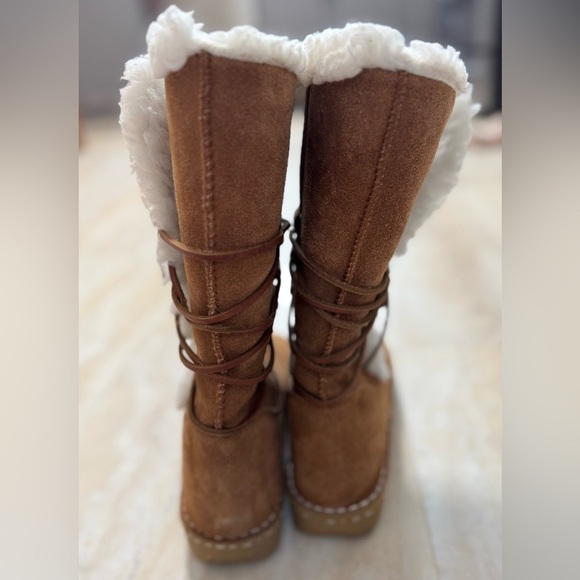 TAXI brown suede Sherpa lined boots with laces (EU 38) - Picture 5 of 9